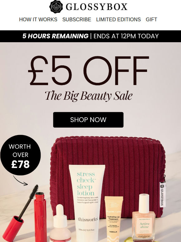 5 Hours Left: £5 Off The Beauty Finds Edit