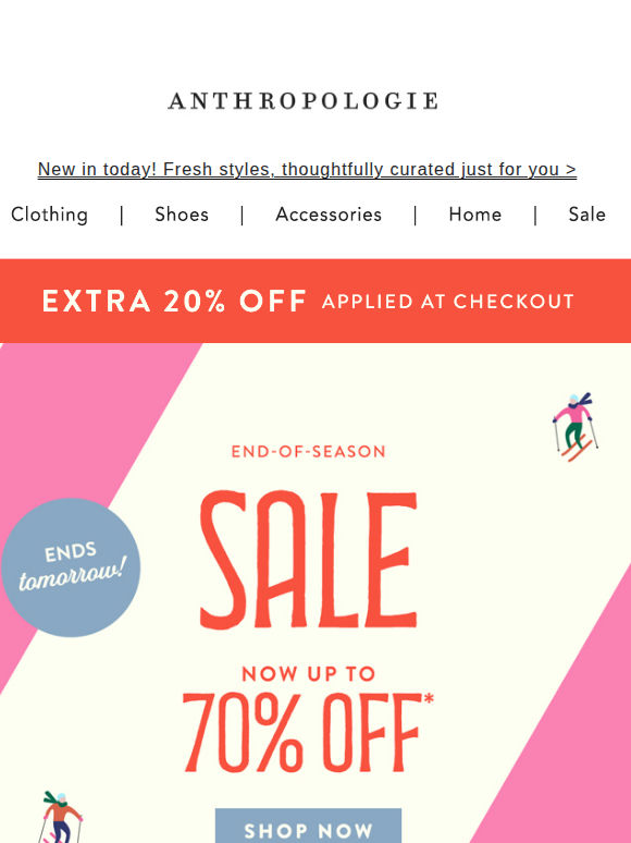 EXTRA 20% OFF: here today, gone tomorrow!