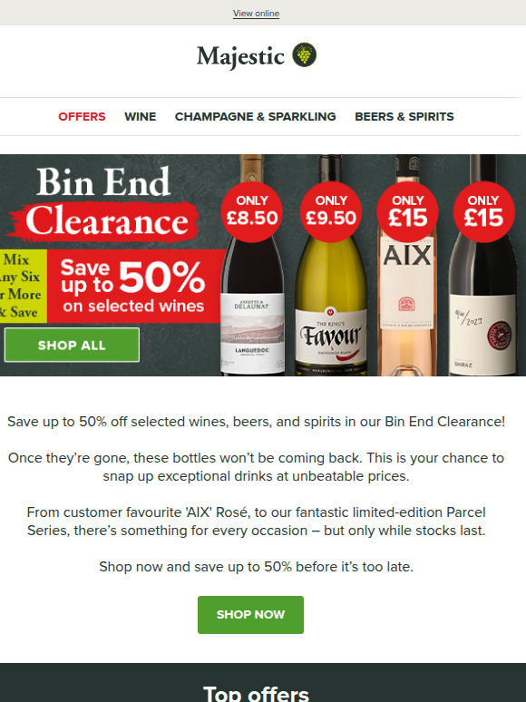 Up to 50% off with our Bin End Clearance