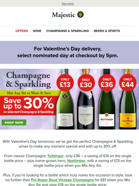 Save up to 30% on Champagne & Sparkling
