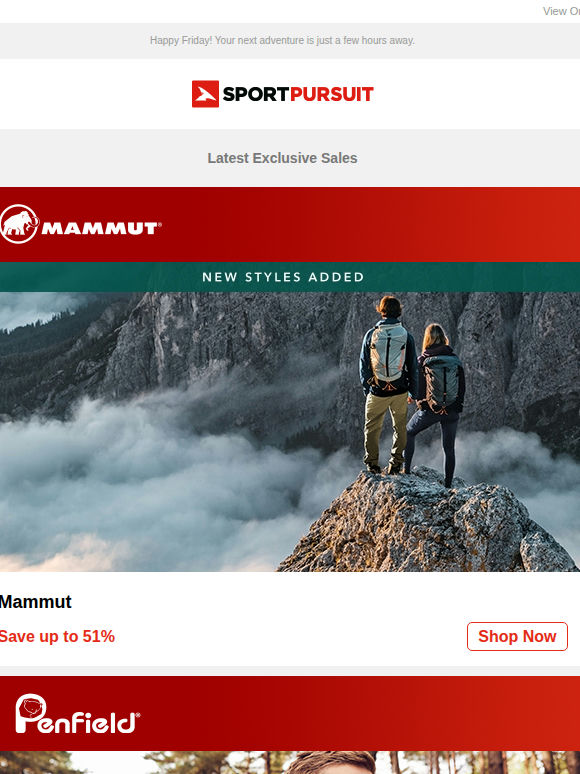Up to 68% Off: Mammut - New Products | Penfield | Helinox | Emma | Wilde & King
