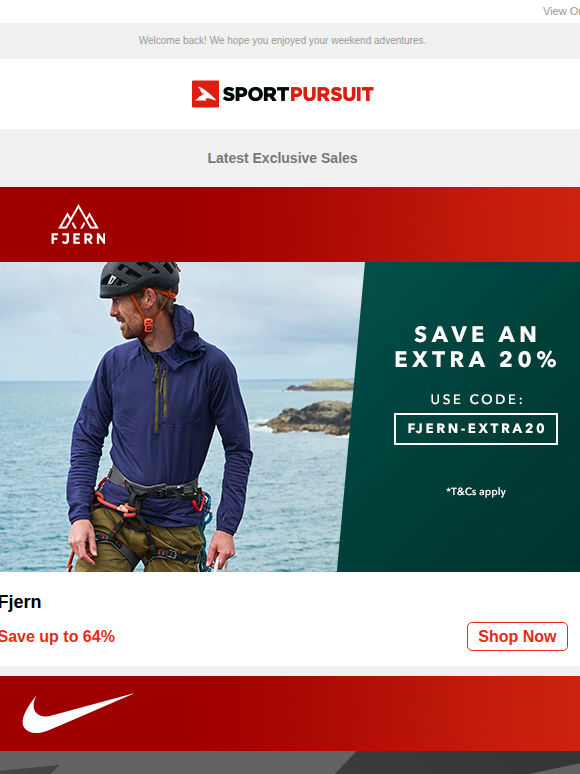 Up to 70% Off: Fjern | Nike Underwear | Volcom | Spring Running Clothing | Robens