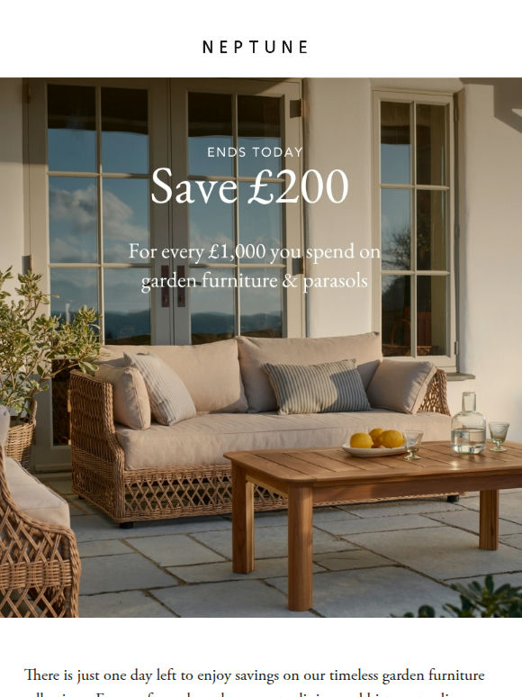 Last chance to save on garden furniture