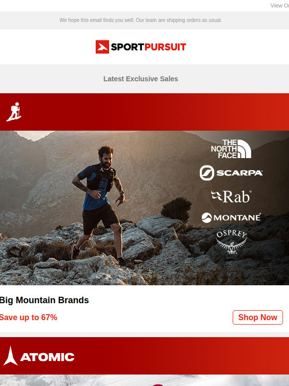 Big Mountain Brands | Atomic Clothing | On Running | Silva | Howies | Up to 67% Off!