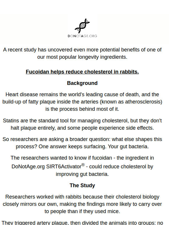 Study: SIRT6Activator® Improves Cholesterol