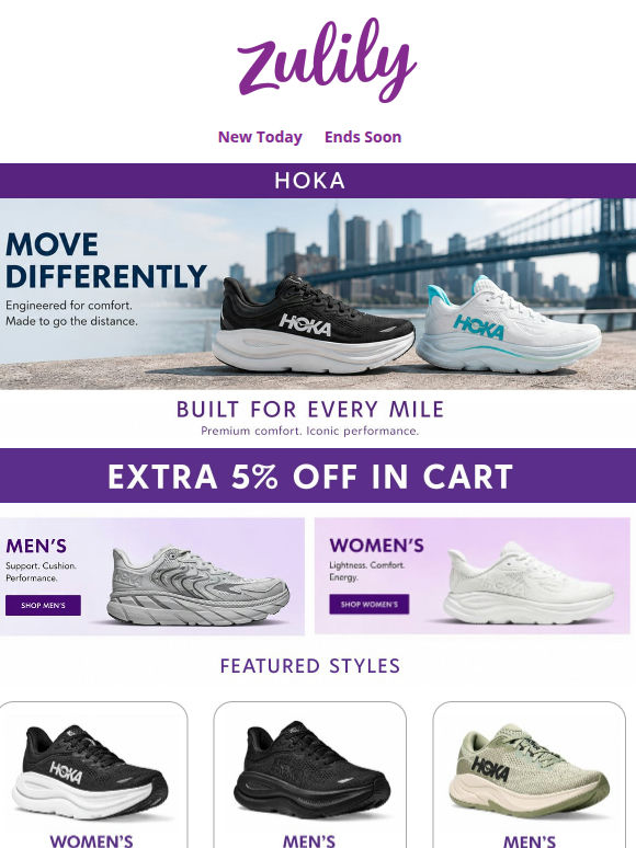 Extra 5% off HOKA favorites 💜