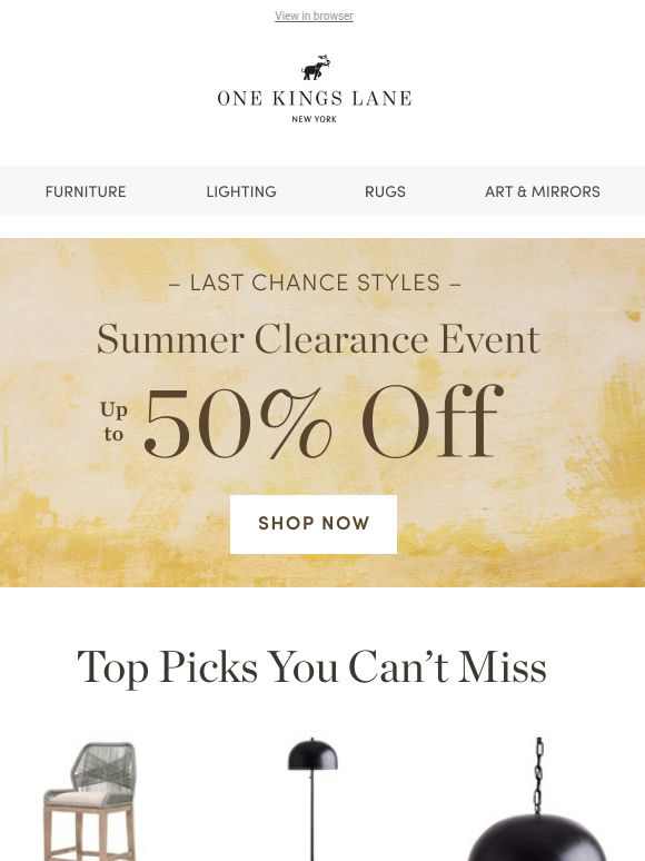 Top Picks You Can't Miss — Up to 50% Off Clearance