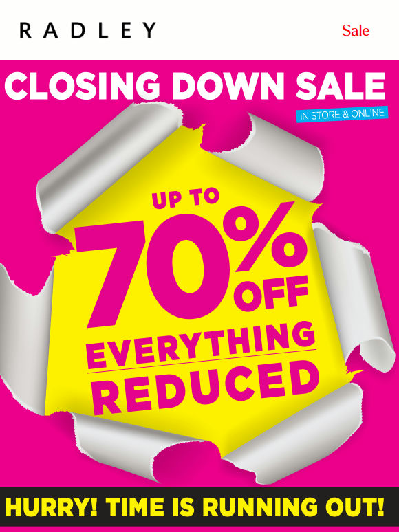 Time is running out. Shop up to 70% off