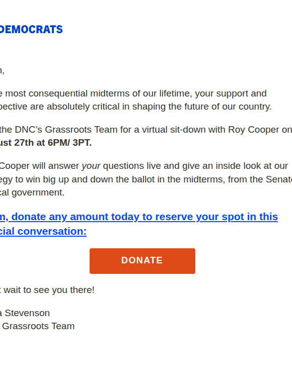Join Roy Cooper to Learn How We’re Taking Back Congress