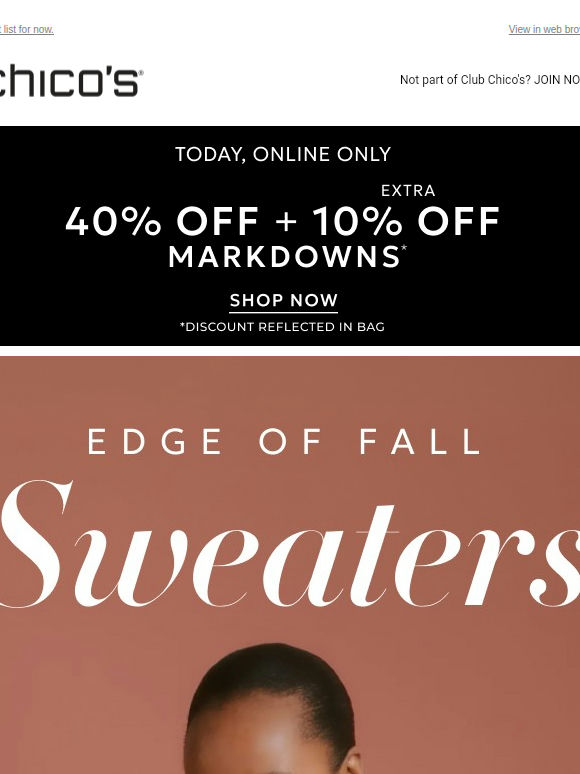 Almost-Fall Sweaters and 40% + 10% off markdowns