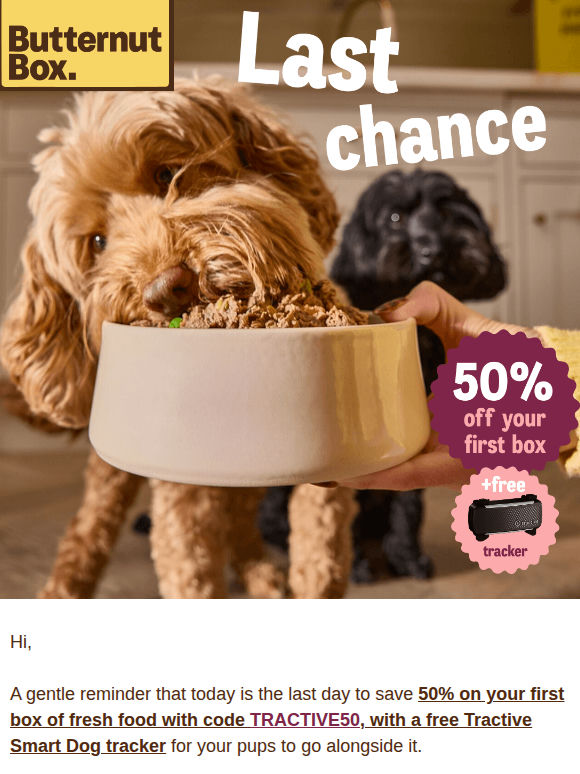 Fresh meals + a free Tractive tracker for your pups?