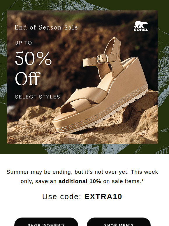 Save an additional 10% off sale items with the coupon inside.
