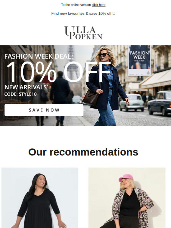 Only until midnight: -10% on new arrivals