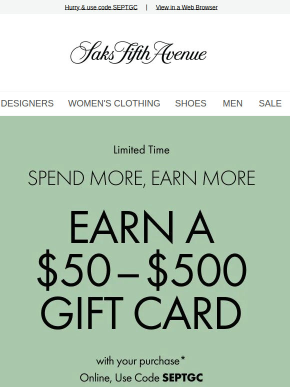 Last day for up to a $500 gift card