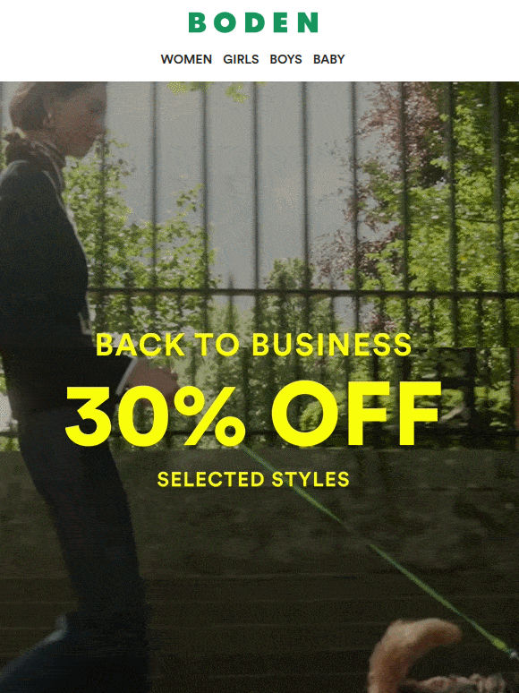 30% off selected styles starts NOW