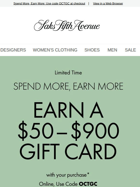 Limited time: Earn a $50–$900 gift card with your purchase