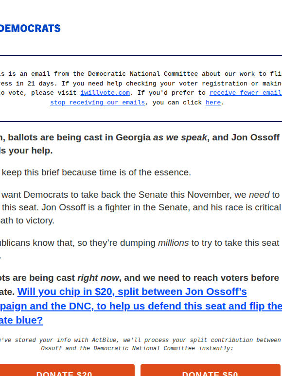 Team, ballots are being cast in Georgia as we speak, and Jon Ossoff needs your help