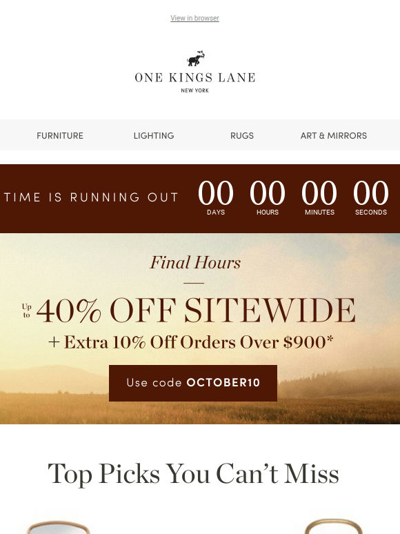 Last Chance to Save on Your Picks — Up to 40% off