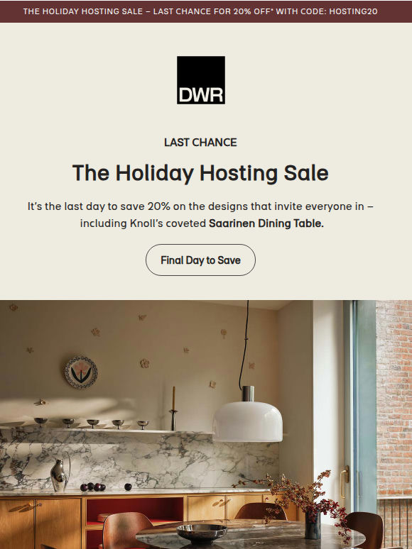 Final day: The Holiday Hosting Sale – 20% off