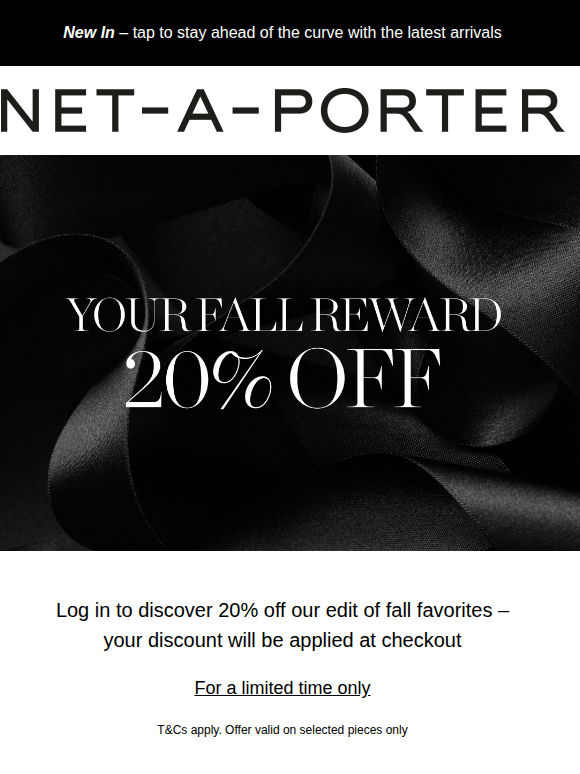 Your exclusive 20% off starts now