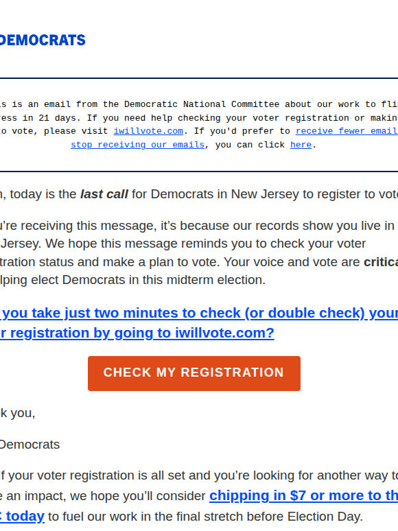 Last call for New Jersey Democrats