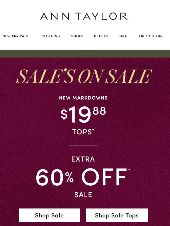 Today ONLY, $19.88 Sale Tops & Extra 60% Off New Markdowns