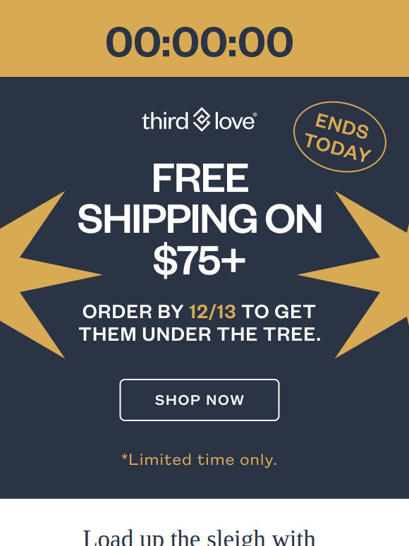 FINAL HOURS: Free shipping on $75+