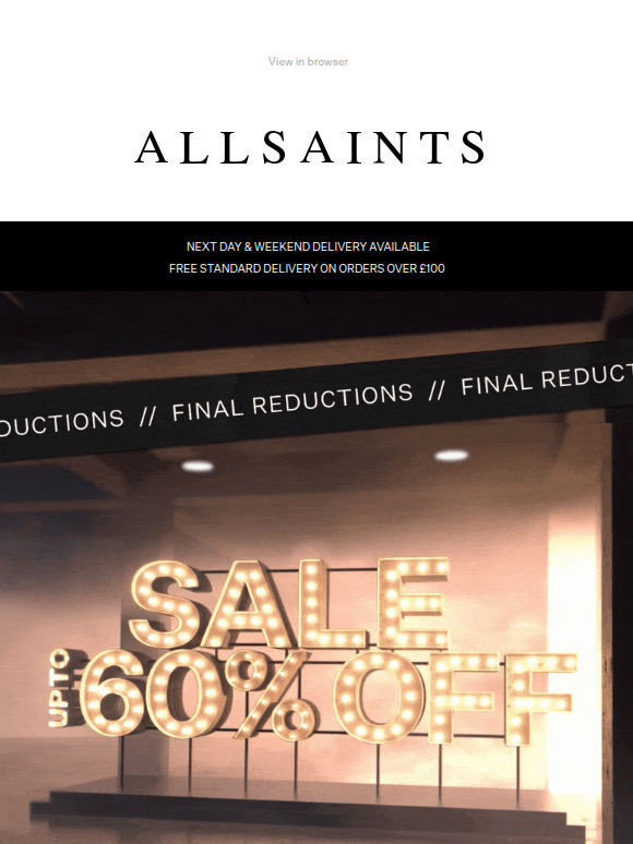 Sale Now Up To 60% Off Final Reductions