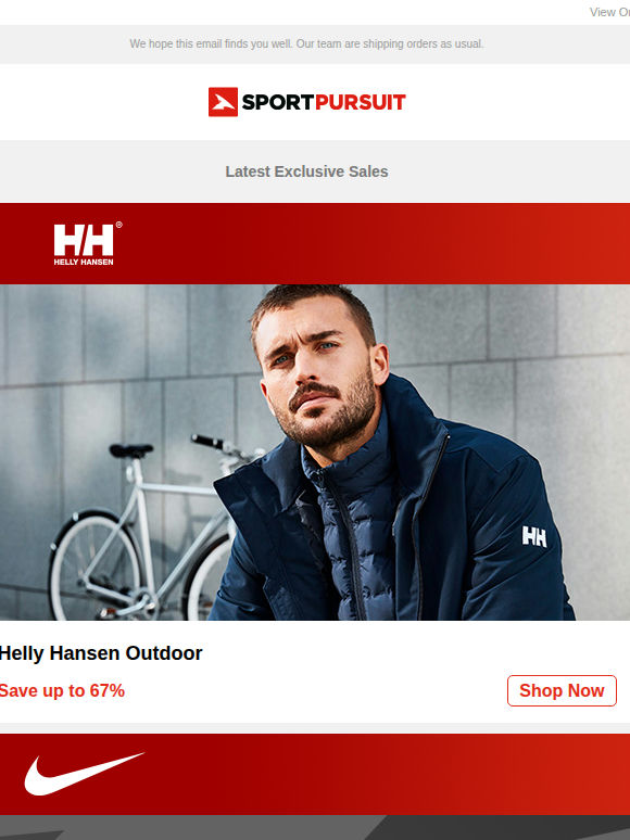 Helly Hansen Outdoor | Nike Underwear | Garmin | Dynafit | Nike Running | Up to 67% Off!