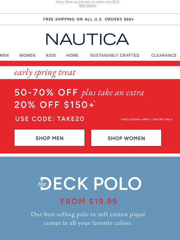 Extra 20% off your next purchase! (EVEN on New Arrivals)