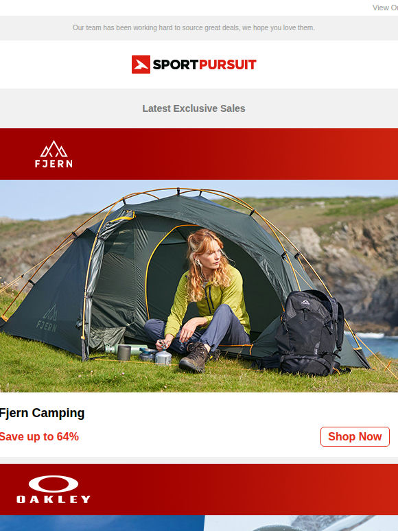 Fjern Camping | Oakley Snow | Nike Underwear | Crew Clothing Pullovers & Hoodies | Kilpi | Up to 72% Off!