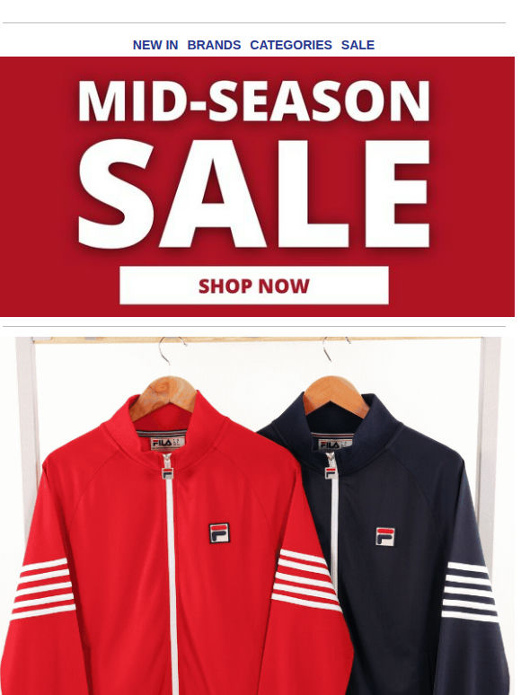 Mid Season Sale Now On - Savings On Track tops, Trainers, Jackets & More
