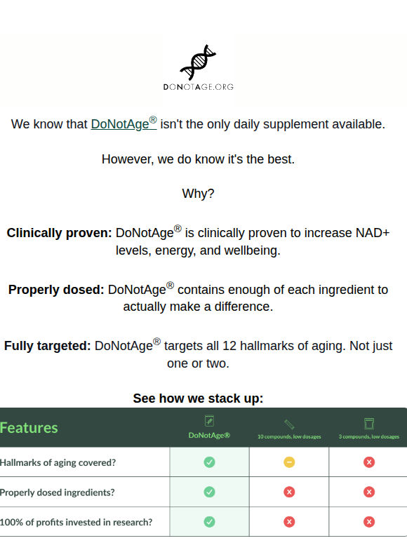 Why DoNotAge® Outperforms The Rest