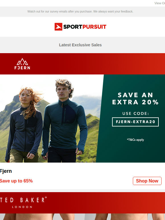 Fjern - Up to 65% Off + Ted Baker Underwear & Nightwear | Adidas Golf | Kit Out The Kids | Karpos