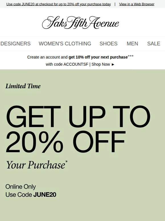 Up to 20% off? Yes, please.