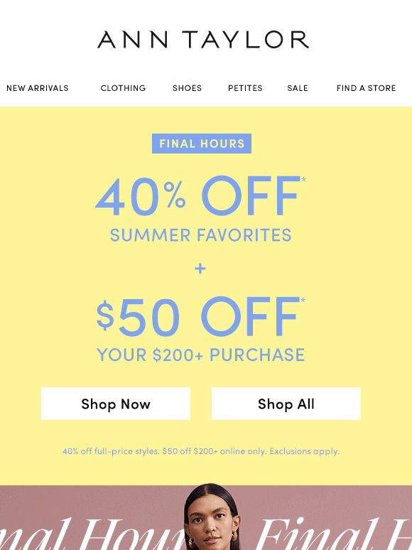 Sale’s Winding Down: 40% Off Summer Favorites + Extra $50 Off