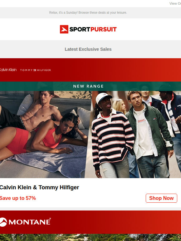 Up to 69% Off: Calvin Klein & Tommy Hilfiger | Montane | Penfield | Tents | Waterproof Footwear