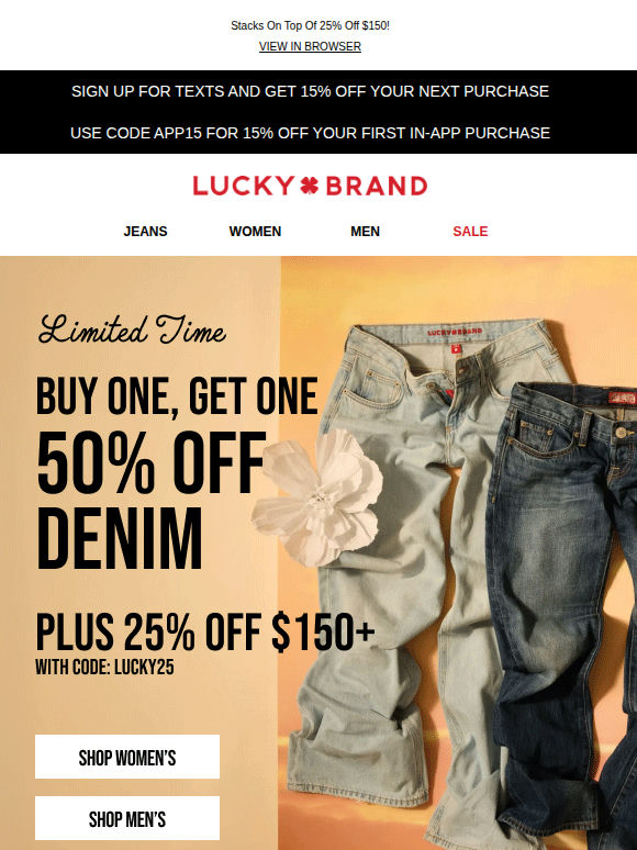 Buy One, Get One 50% Off Denim
