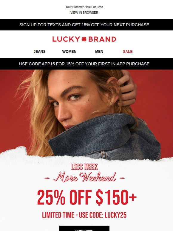 Your Lucky Day! 25% Off $150