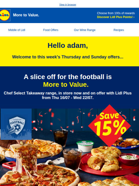 15% off our Chef Select pizzas, champion! 🍕