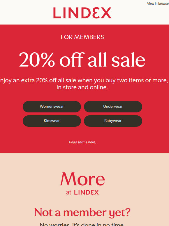 Extra 20% off all sale