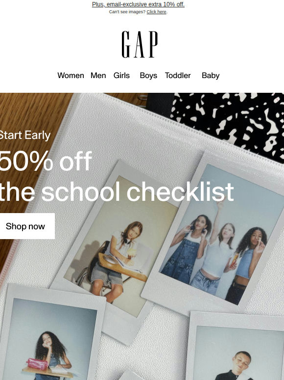 Start Early: 50% off kids' school essentials