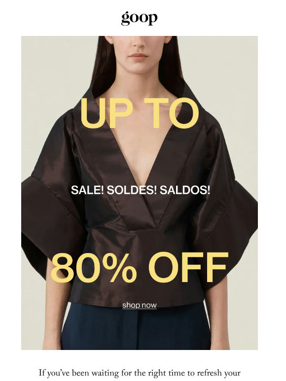our sale is up to 80% off