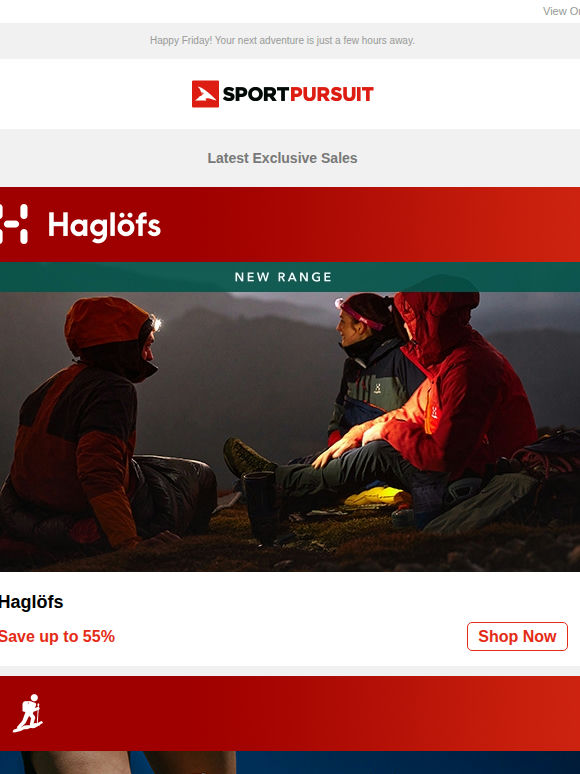 Up to 74% Off: Haglöfs - New Range | Hiking Footwear | SportBrella | Tommy Hilfiger | Solar Sunglasses