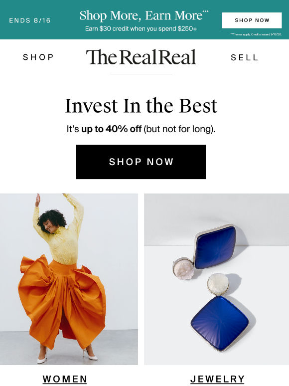 Investment pieces are up to 40% off