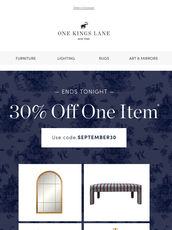 🚨 Ends Tonight — 30% Off One Item