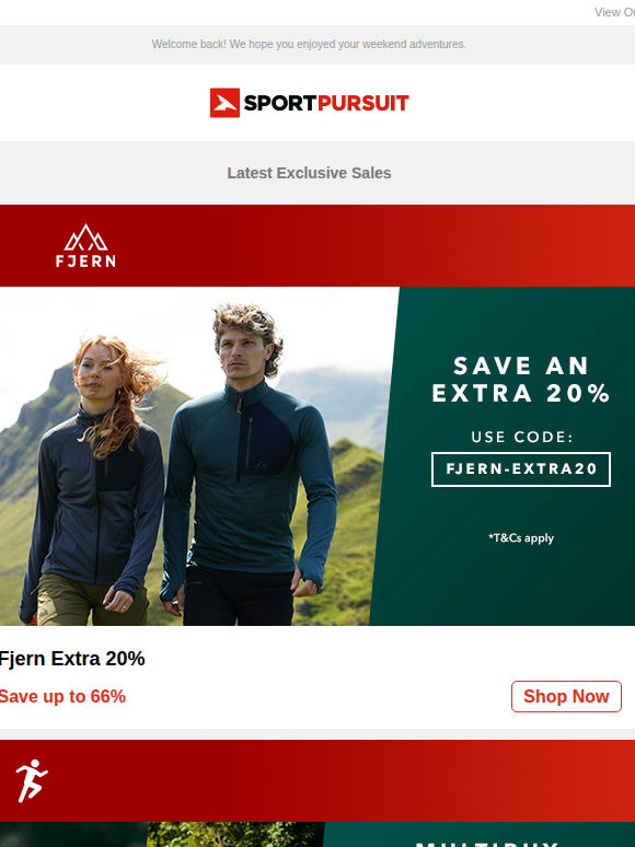 Up to 68% Off: Fjern Extra 20% | Back To Sport | Ready For Changing Weather | Comfortfusse | Terre de Marins