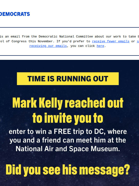 Expiring: Your free trip to meet Mark Kelly