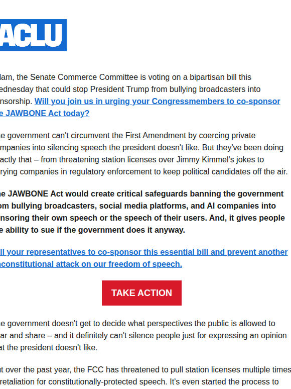 Tell Congress: End government censorship