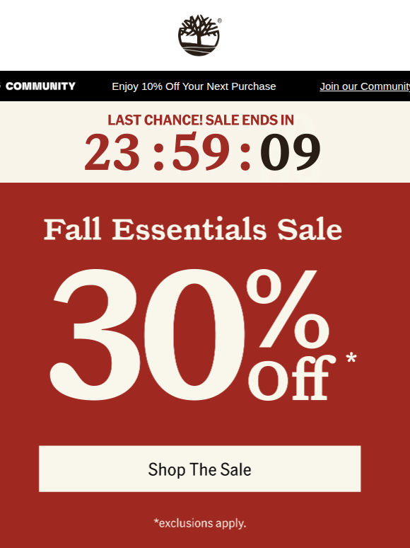 FINAL HOURS To Save 30% On Fall Essentials.